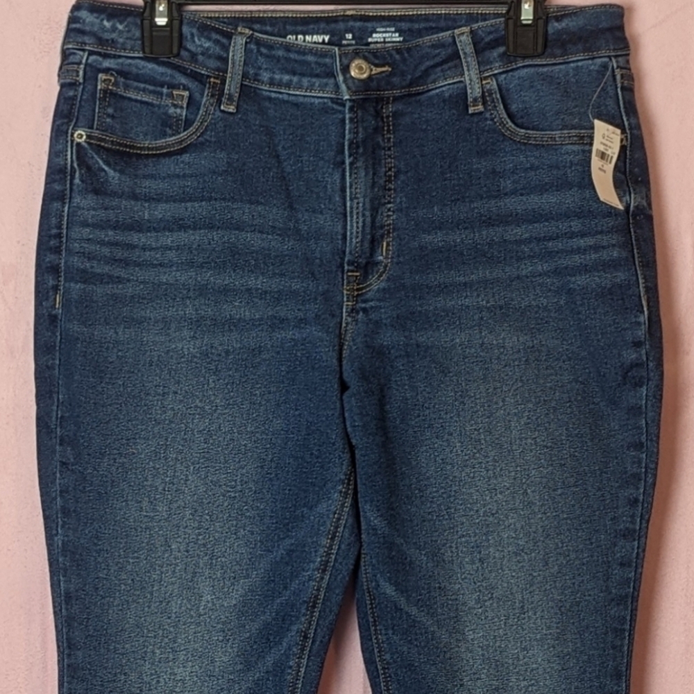 Old Navy High Rise Rockstar Super Skinny Split Hem Jeans size 12 Petite - Picture 2 of 8